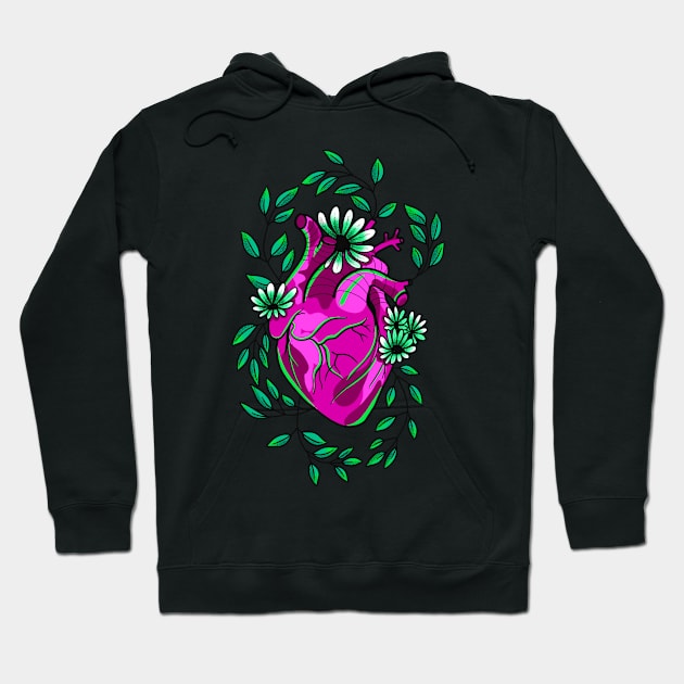 electric pink and green witchy anatomically correct heart cute gift Hoodie by AnanasArt